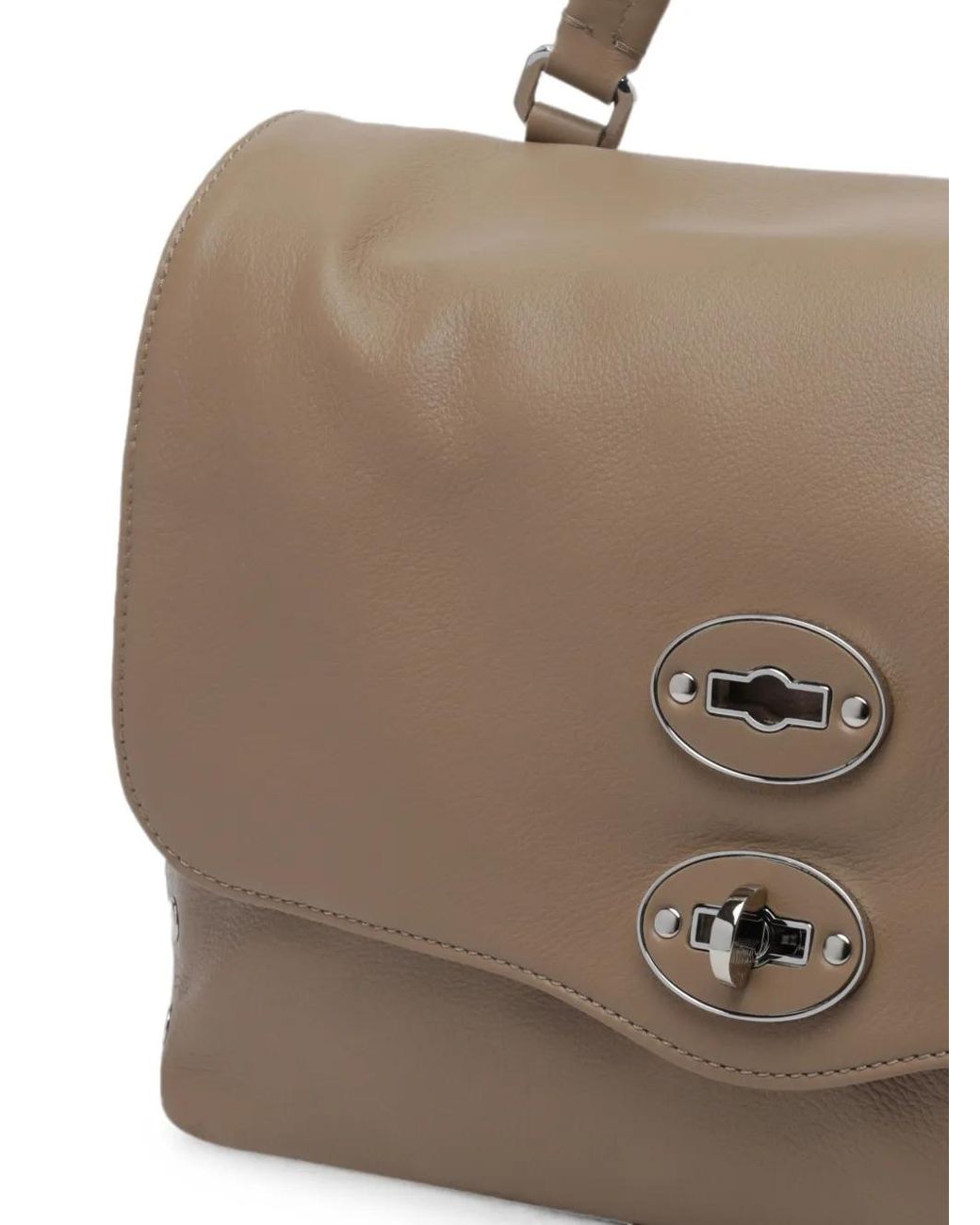 Zanellato Brown Medium Postina Studded Leather Shoulder Bag