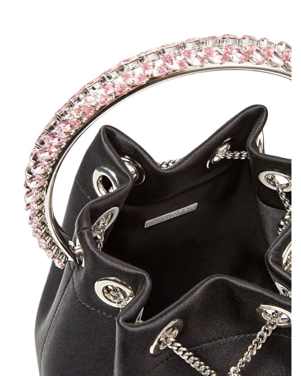 Jimmy Choo Black 'Bon Bon' Mini Handbag With Metal Crystal Bracelet Handle