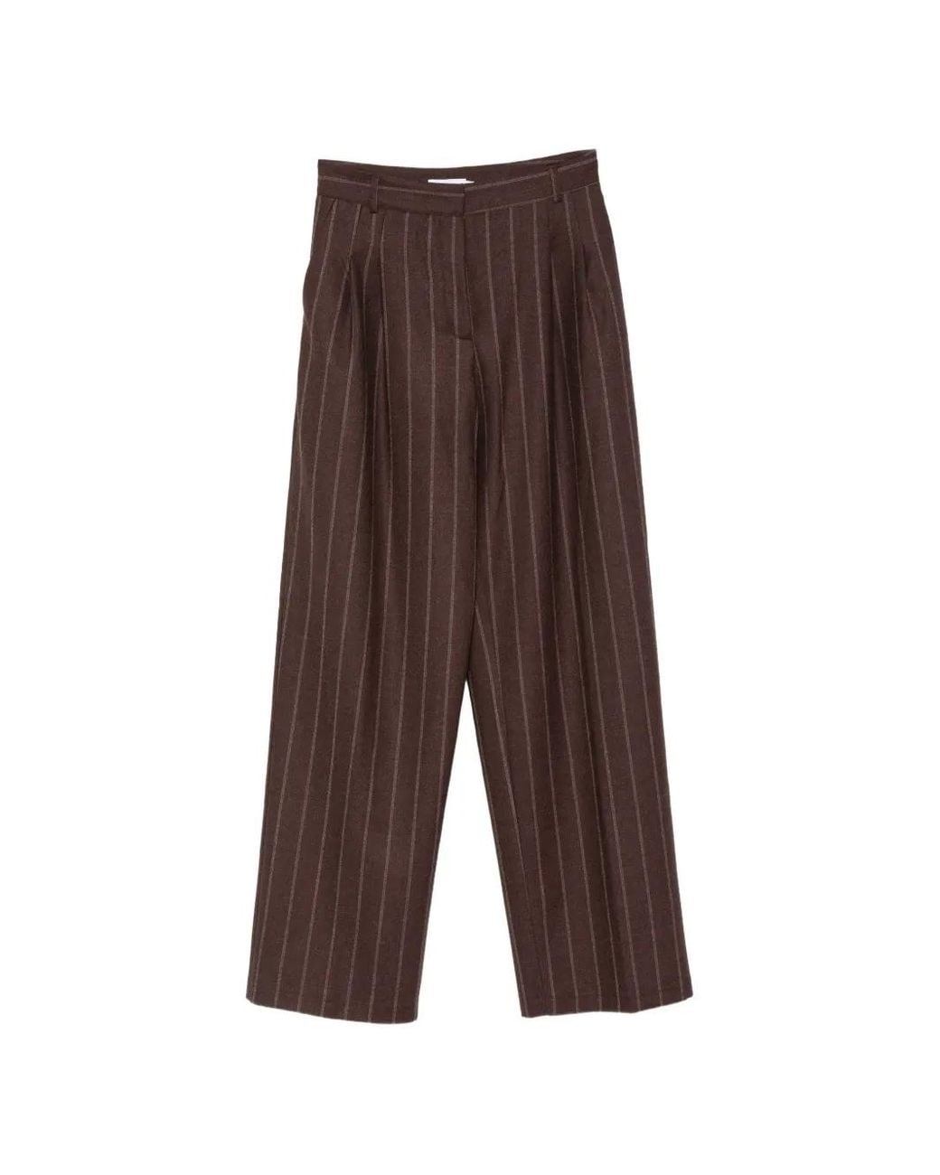 Barba Napoli Brown Pantalon Court À Fines Rayures