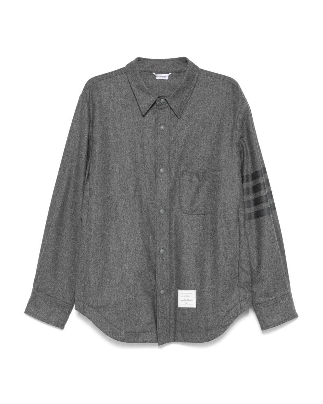 Thom Browne Gray Flannel 4-Bar Shirt Jacket for men