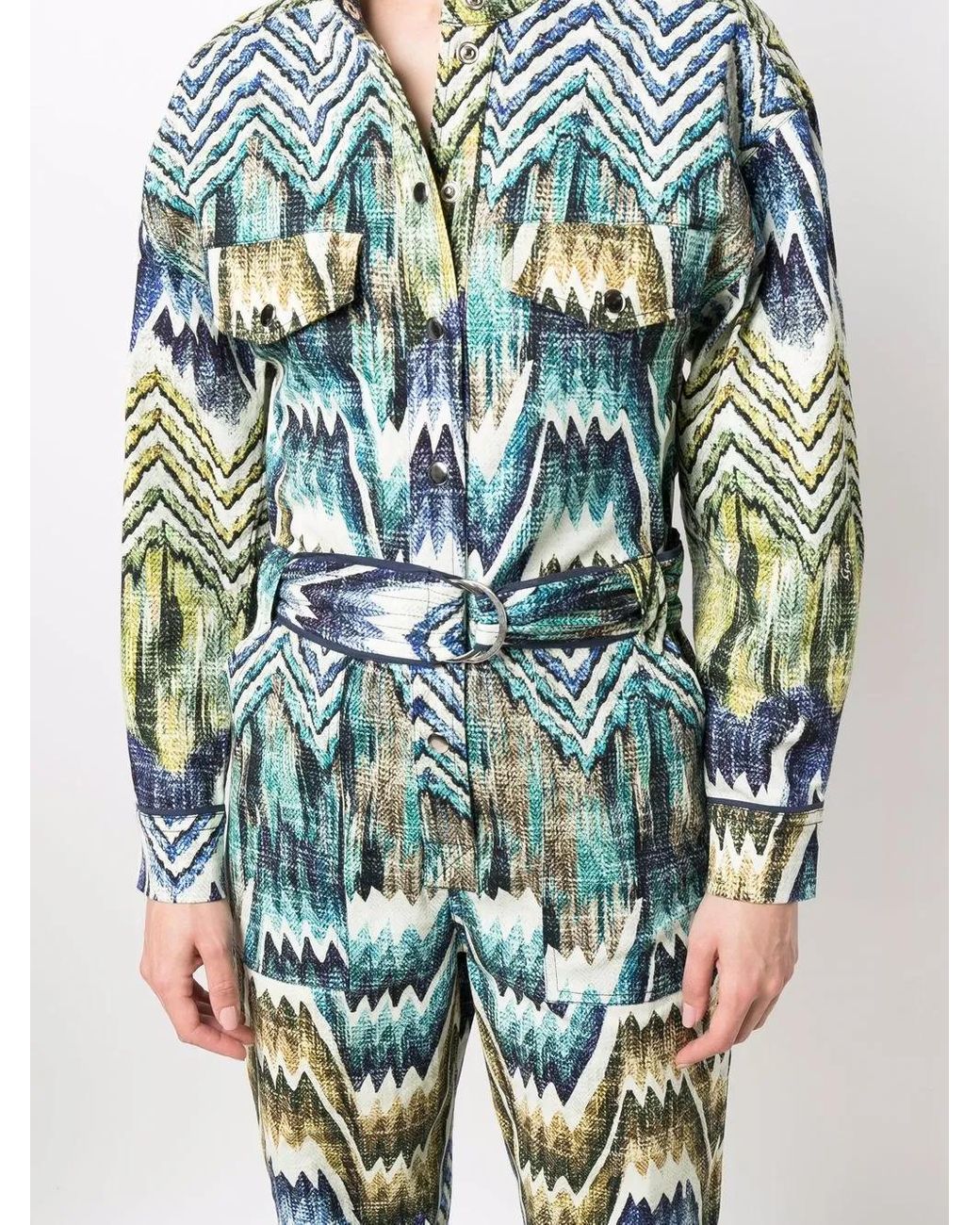 Chufy Blue Patterned Belted Jumpsuit