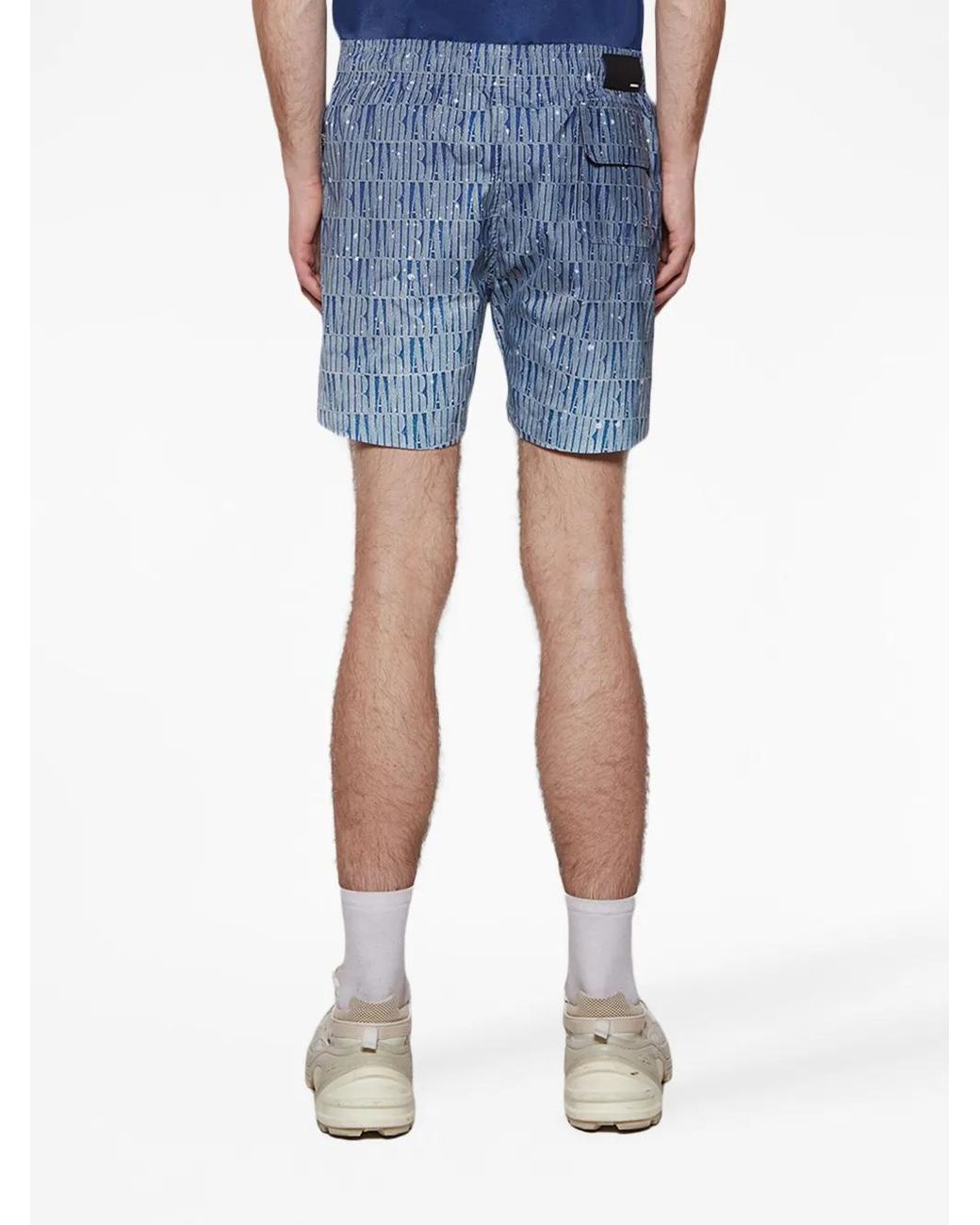 Amiri Blue Logo-Print Gradient-Effect Swim Shorts for men