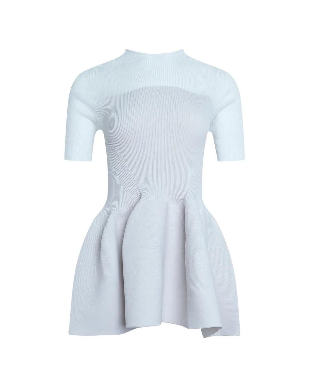CFCL Blue Ribbed Peplum Top