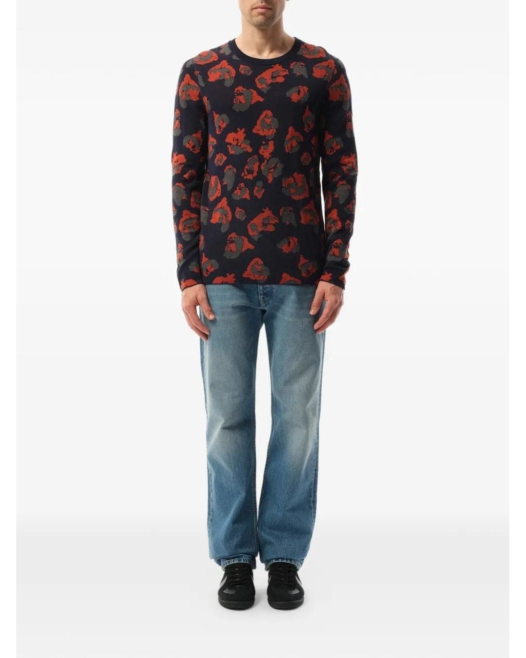 Lanvin Black Leopard Jacquard Sweater for men