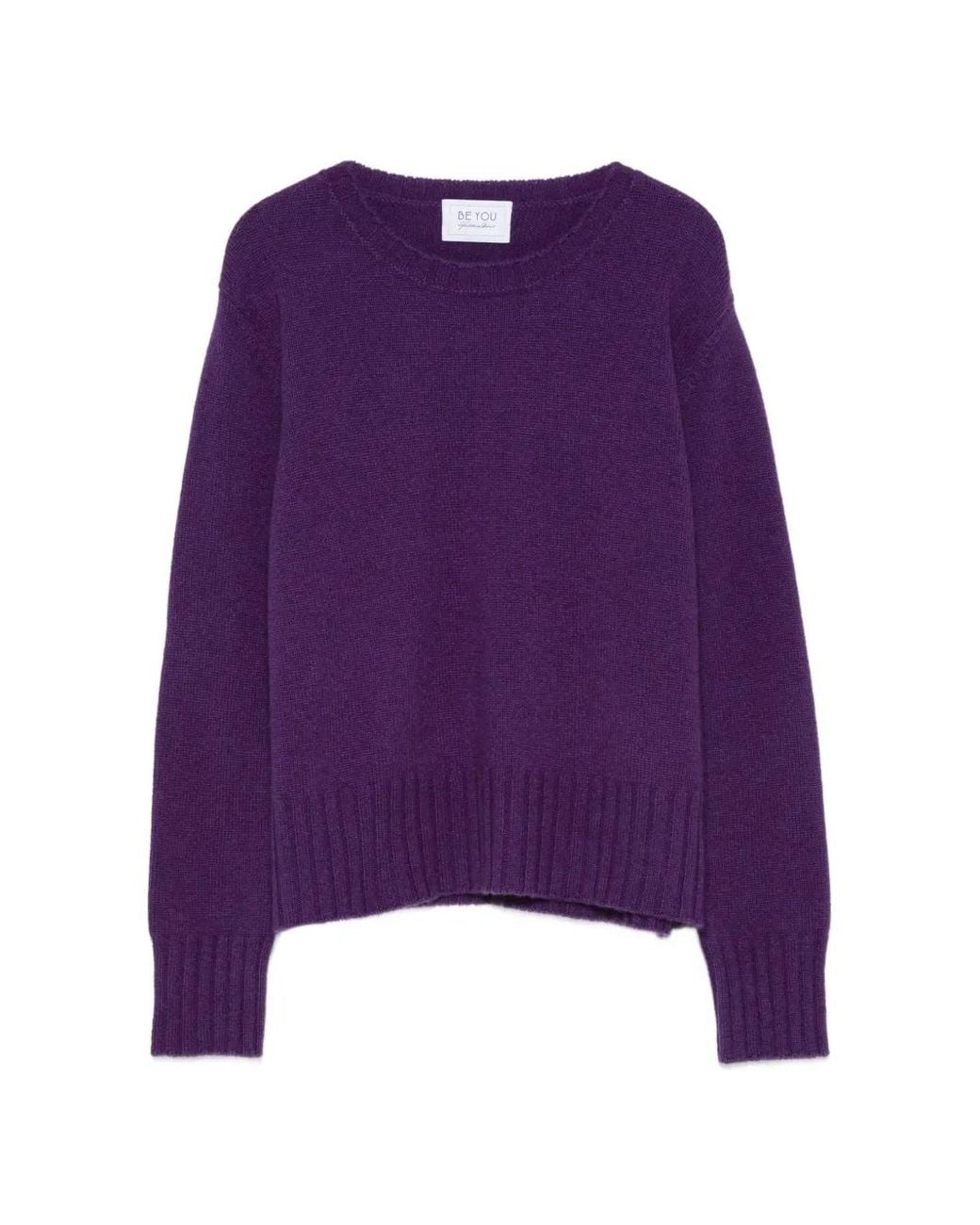 Be You Purple Ribbed-Knit Crew-Neck Sweater