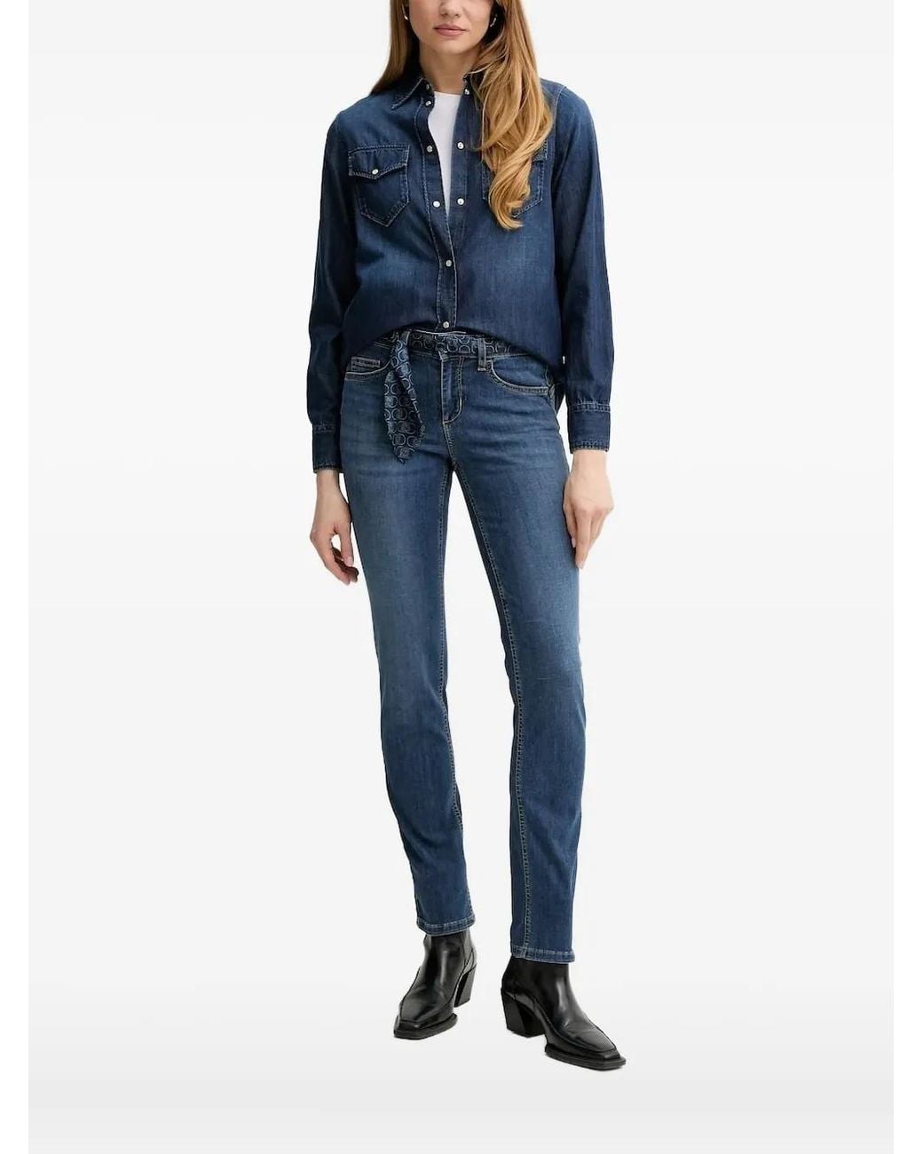 Liu Jo Blue Embroidered Denim Shirt