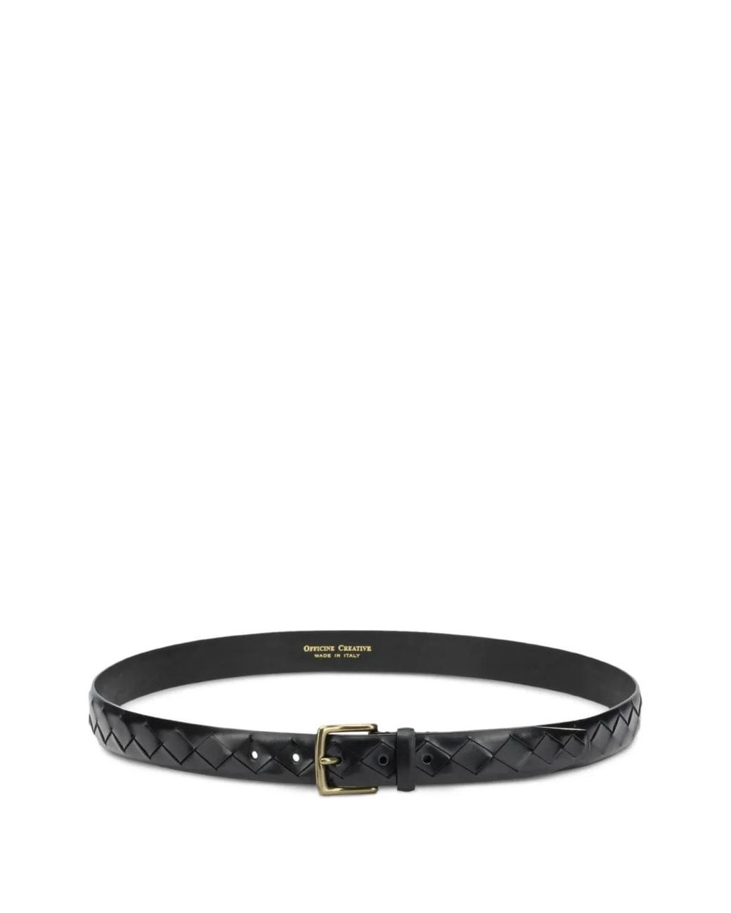 Officine Creative White Woven Leather Belt for men
