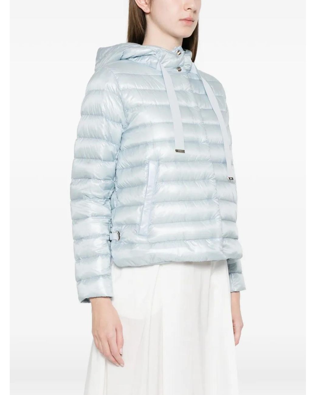 Herno Blue Hooded Quilted Jacket