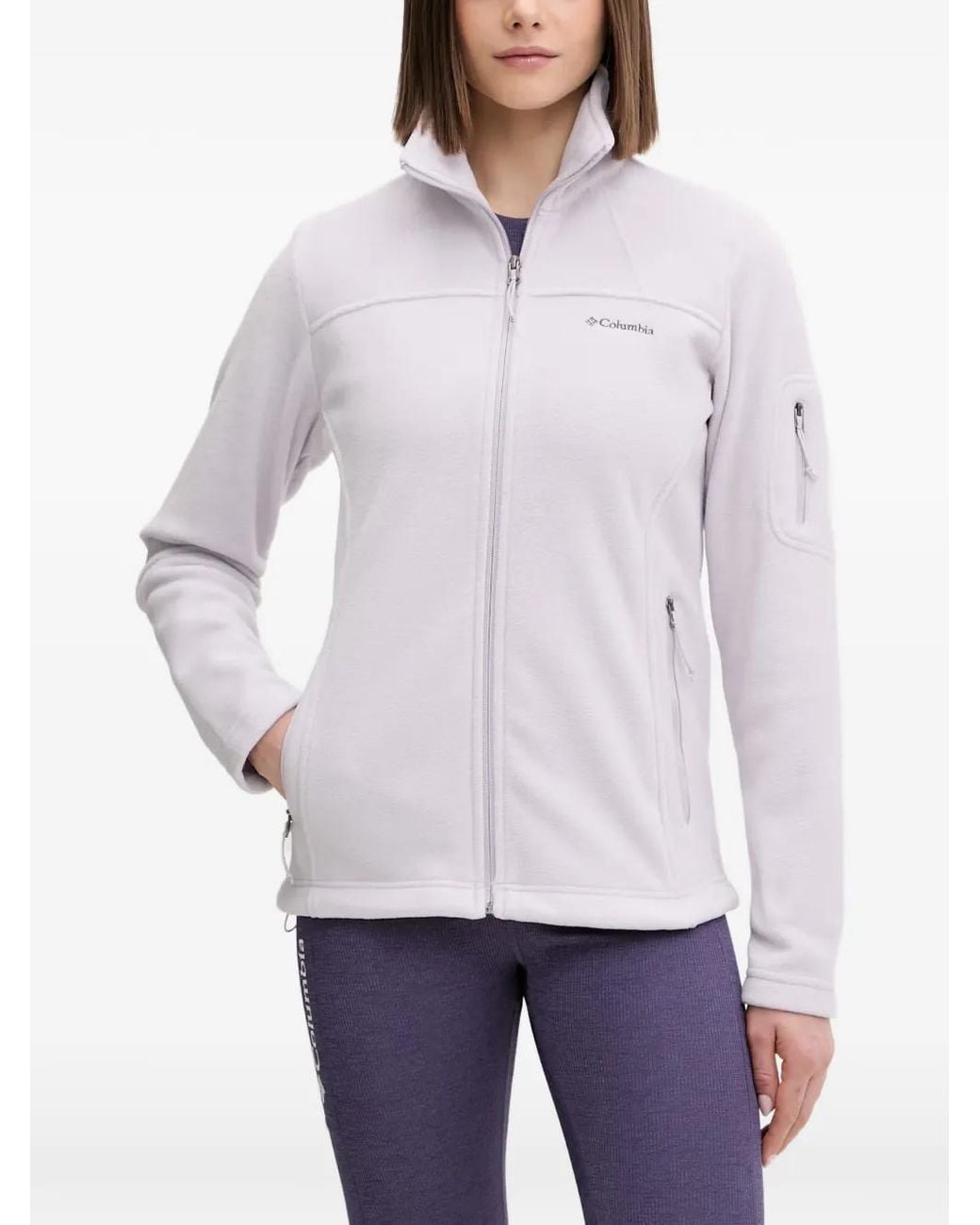Columbia White Fast Trek Zipped Fleece Sweatshirt