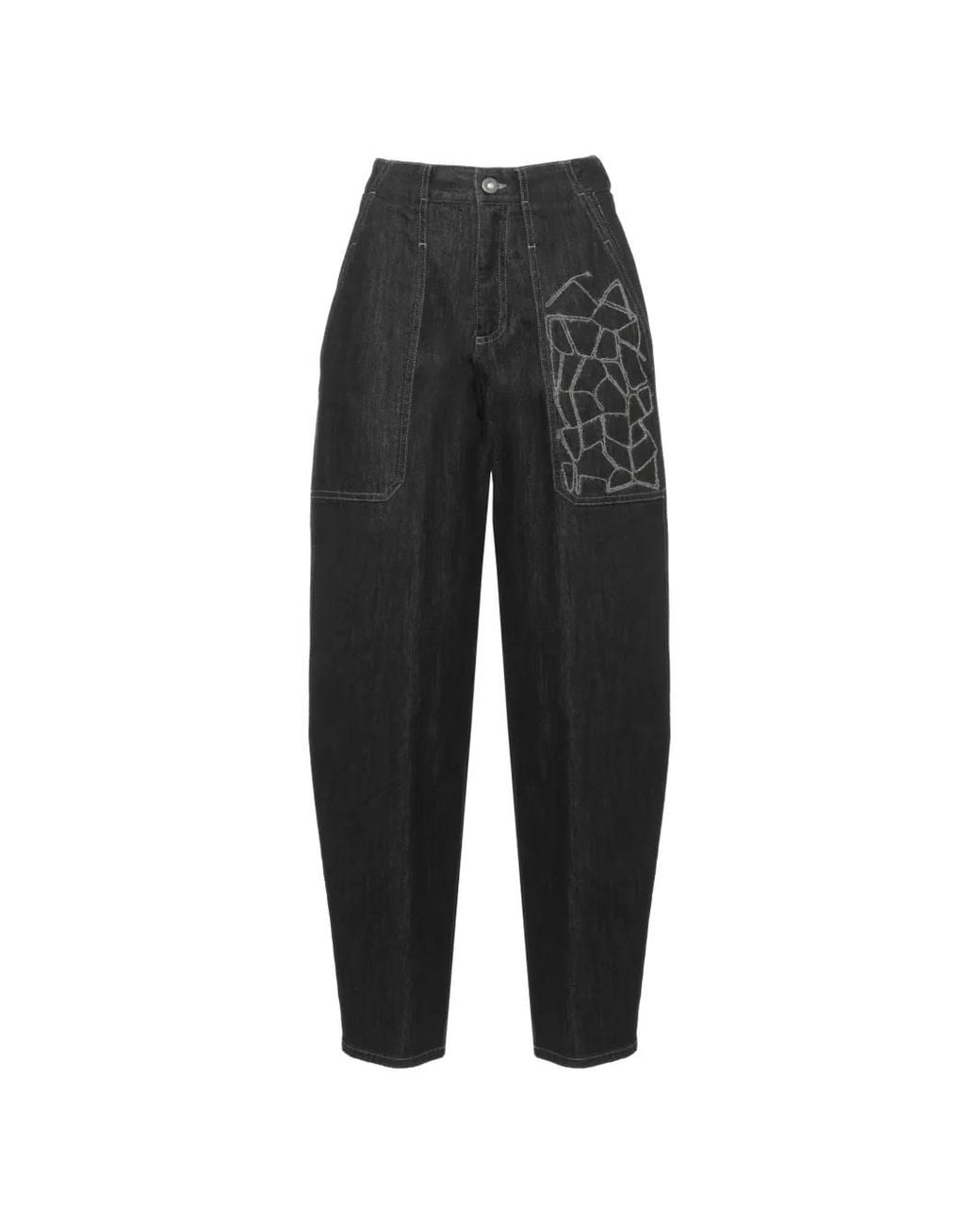 Panicale Black Embroidered Jeans