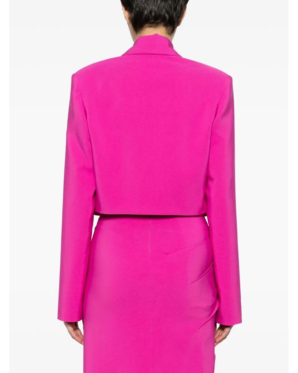 Genny Pink Crystal-Embellished-Buttons Cropped Blazer