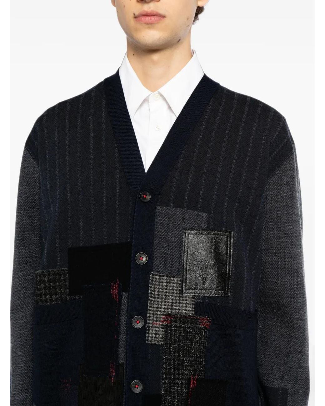 Cárdigan Patchwork Jacquard Junya Watanabe de hombre de color Black