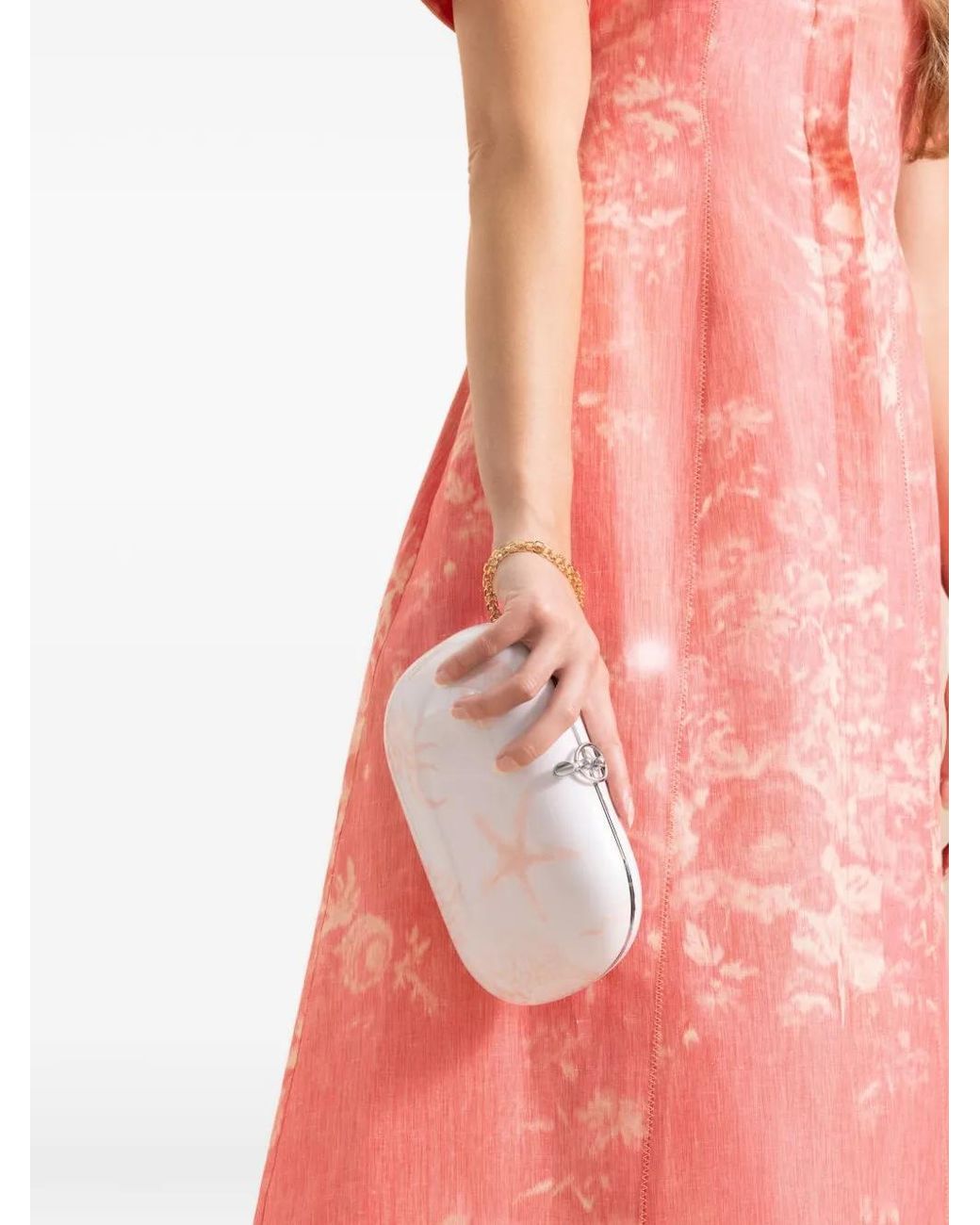 Jeffrey Levinson White Elina Plus Printed Clutch Bag