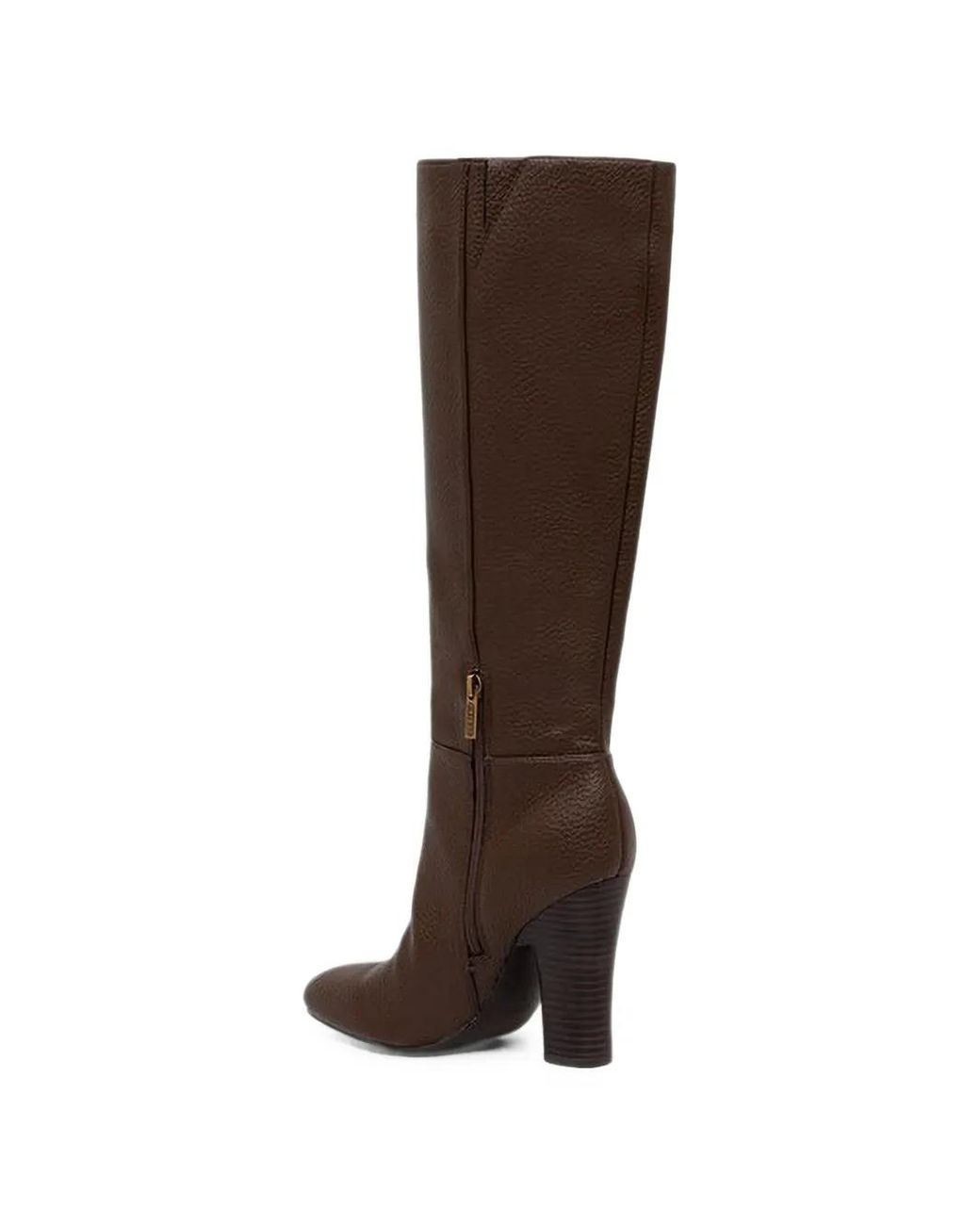 Guess Brown Logo-Plaque Pebbled-Effect Boots
