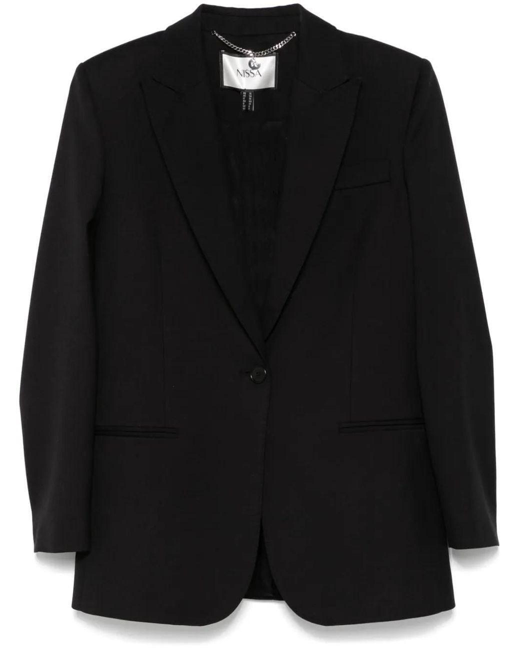 Nissa Black Single-Breasted Blazer