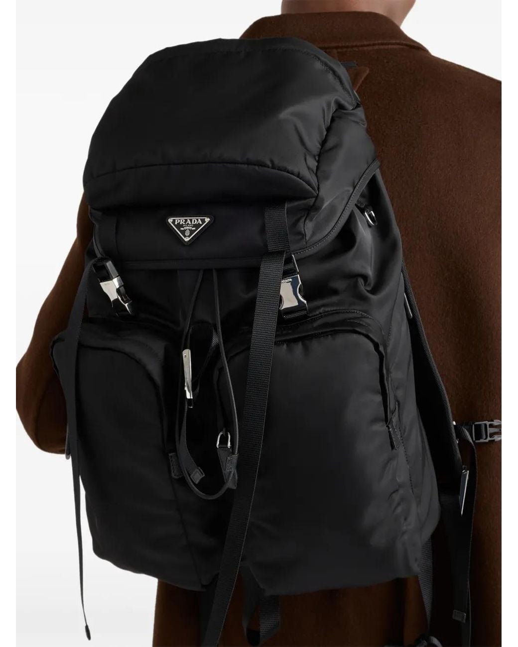 Prada Black Re-Nylon Multi-Pocket Backpack for men
