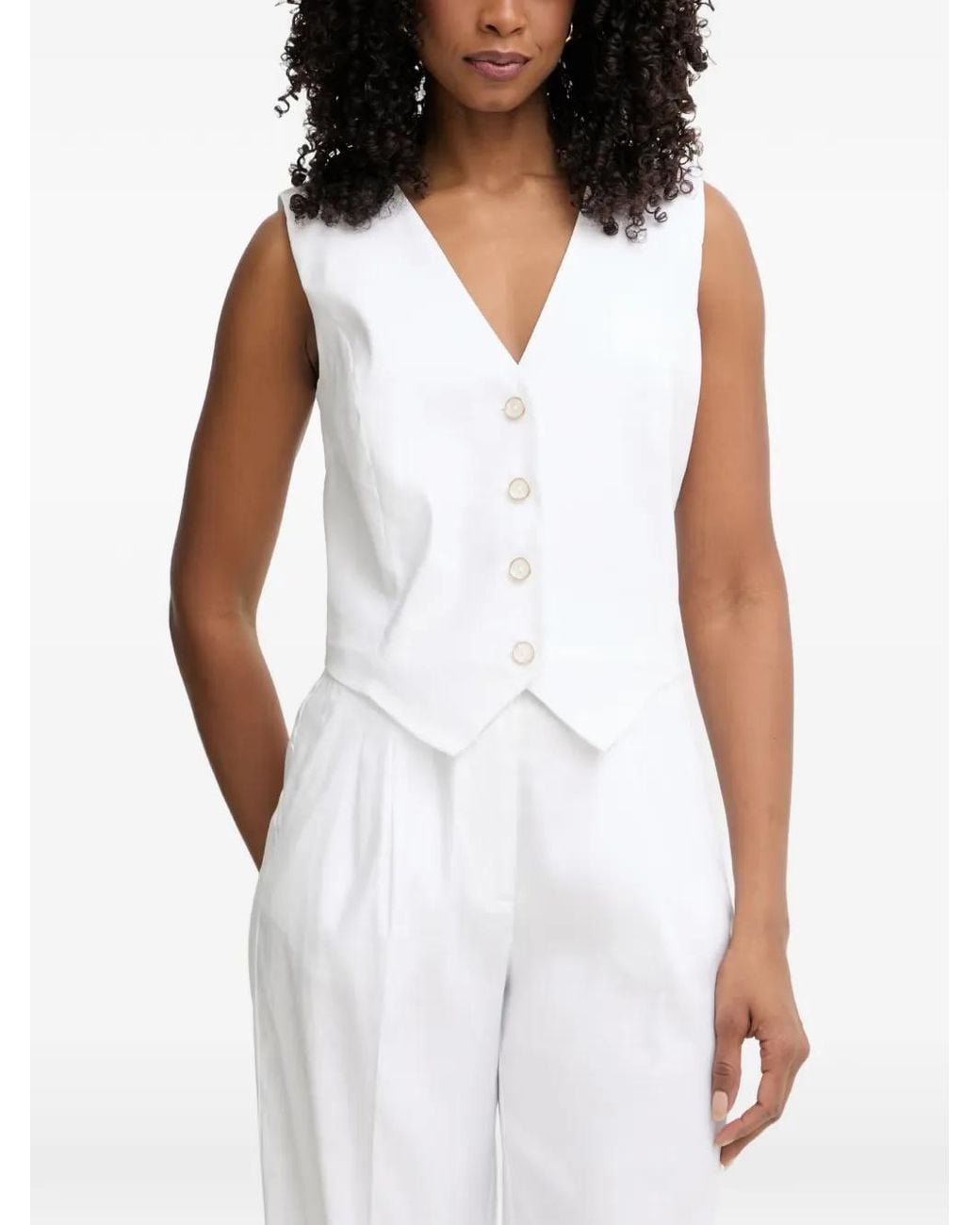 Guess White Linen Vest