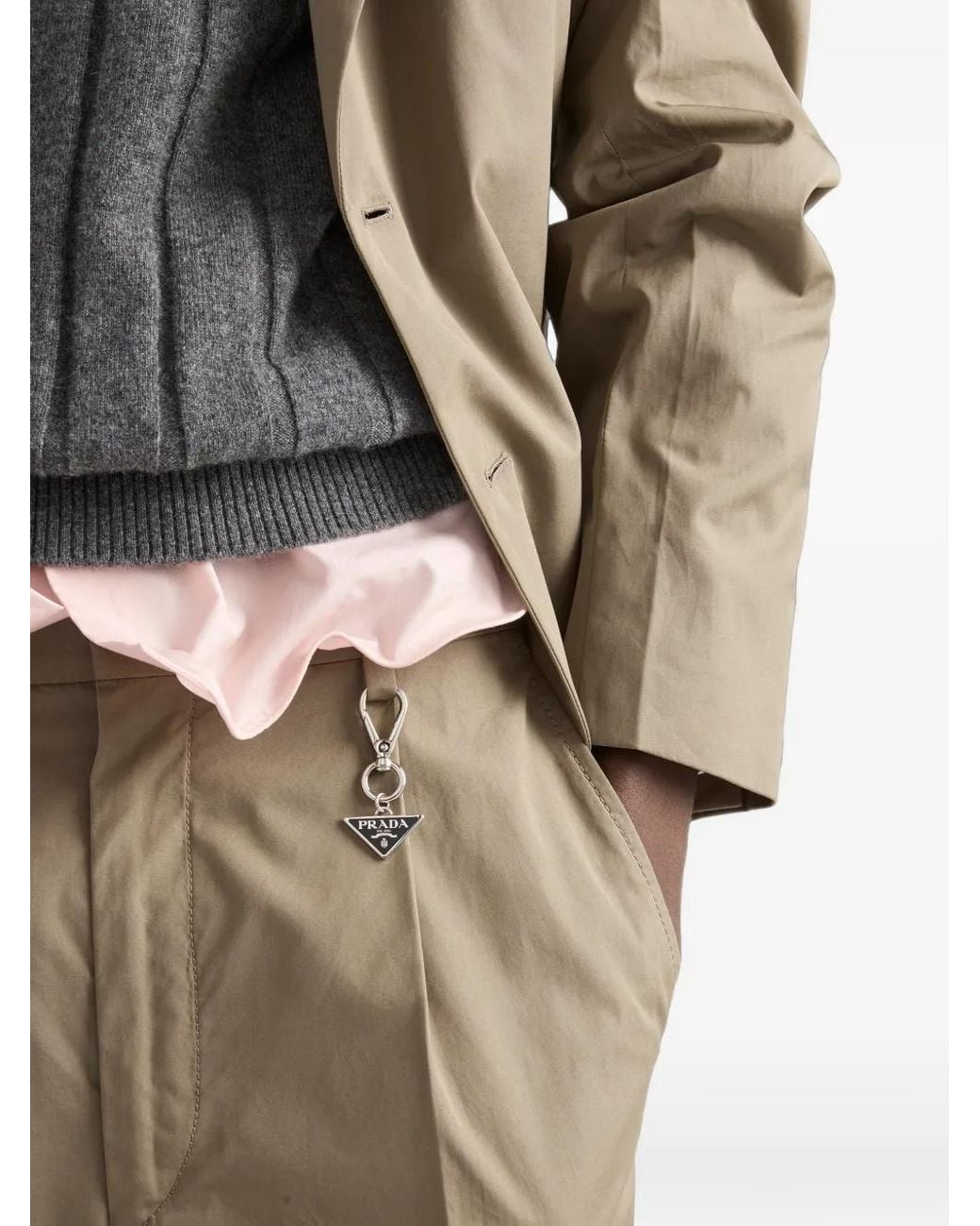Prada Natural Cotton Pants With Key Ring for men