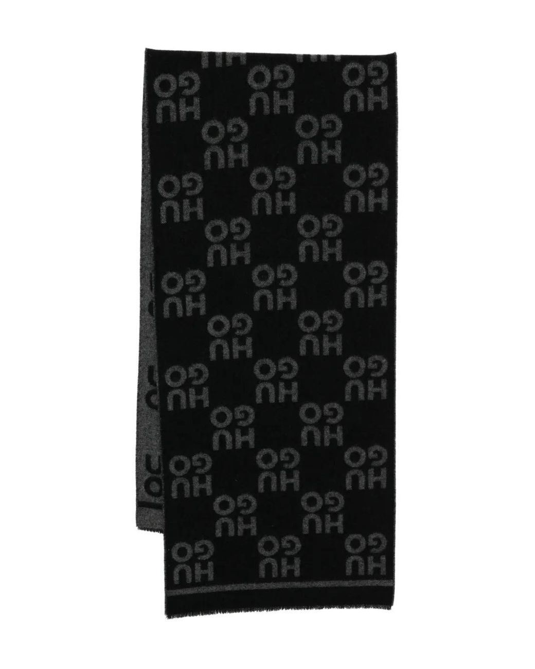 HUGO Black Logo-Motif Scarf for men