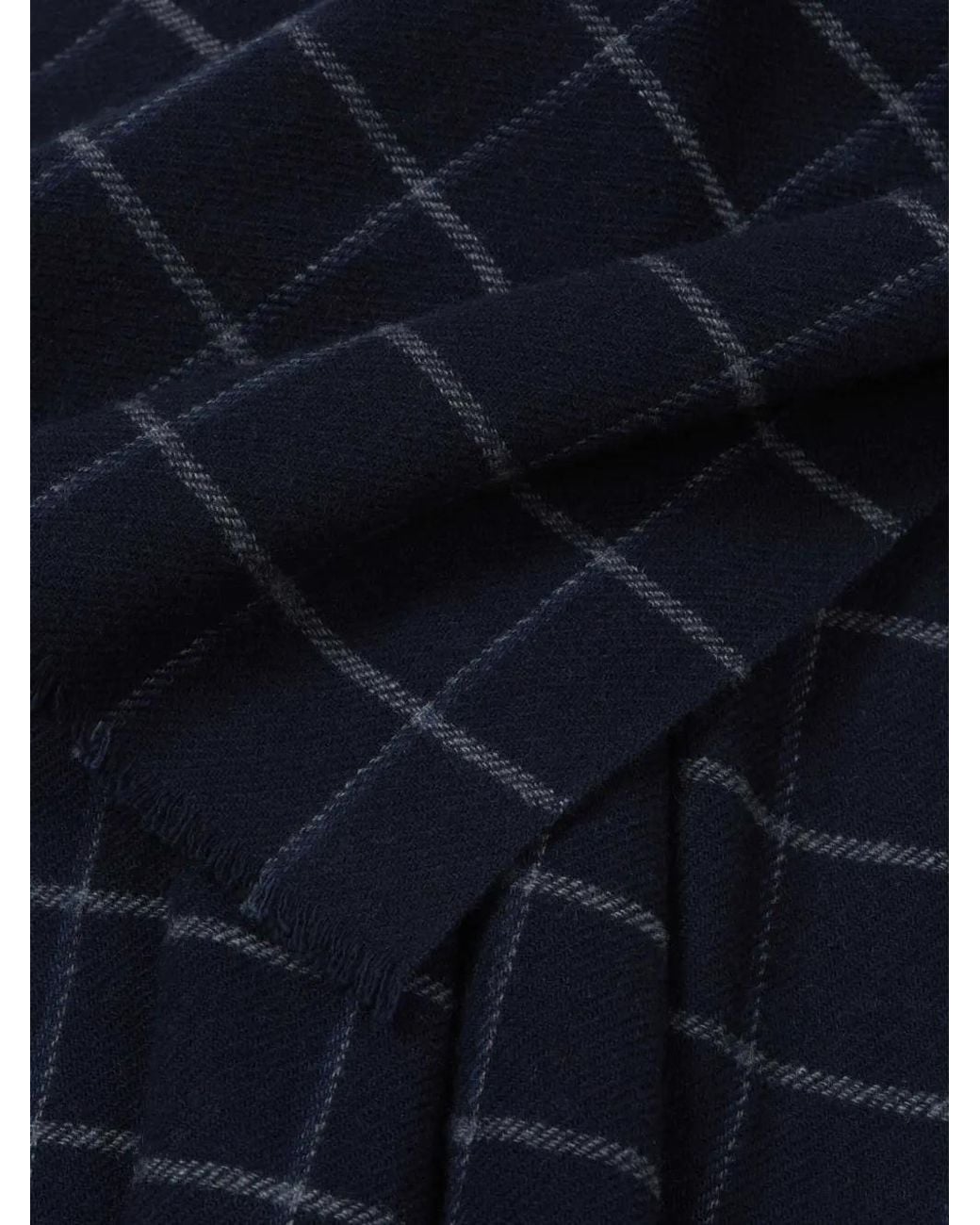 Fedeli Blue Check-Pattern Scarf for men