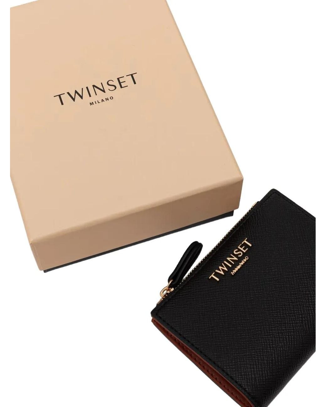 Twinset Black Small Wallet With Lettering Logo