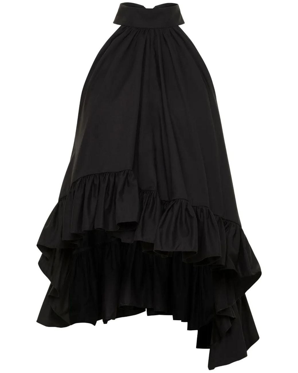 Azeeza Black Plath Ruffled Poplin Top