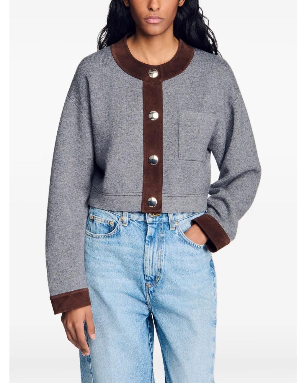 Sandro Black Cropped Cardigan