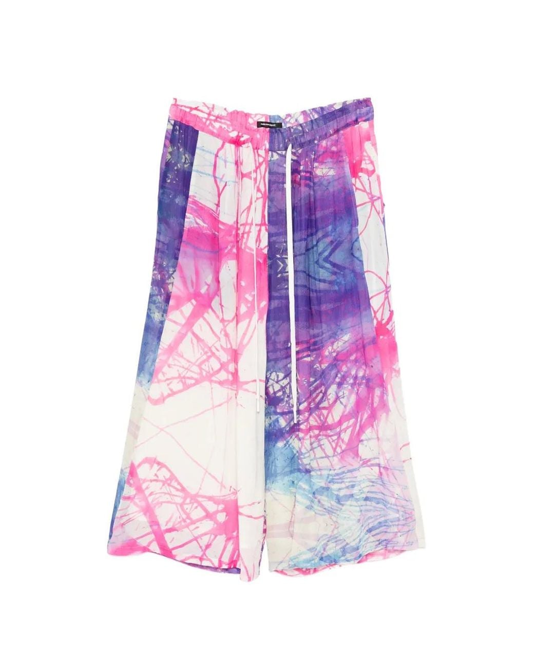 Nude:mm Pink Abstract-Print Wide-Leg Trousers for men