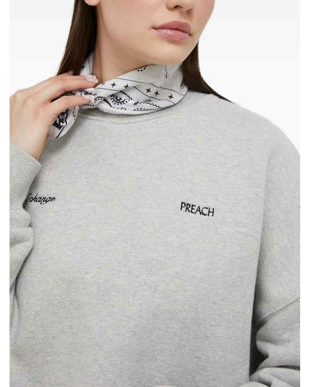 »preach« Gray Embroidered Crew-Neck Sweatshirt