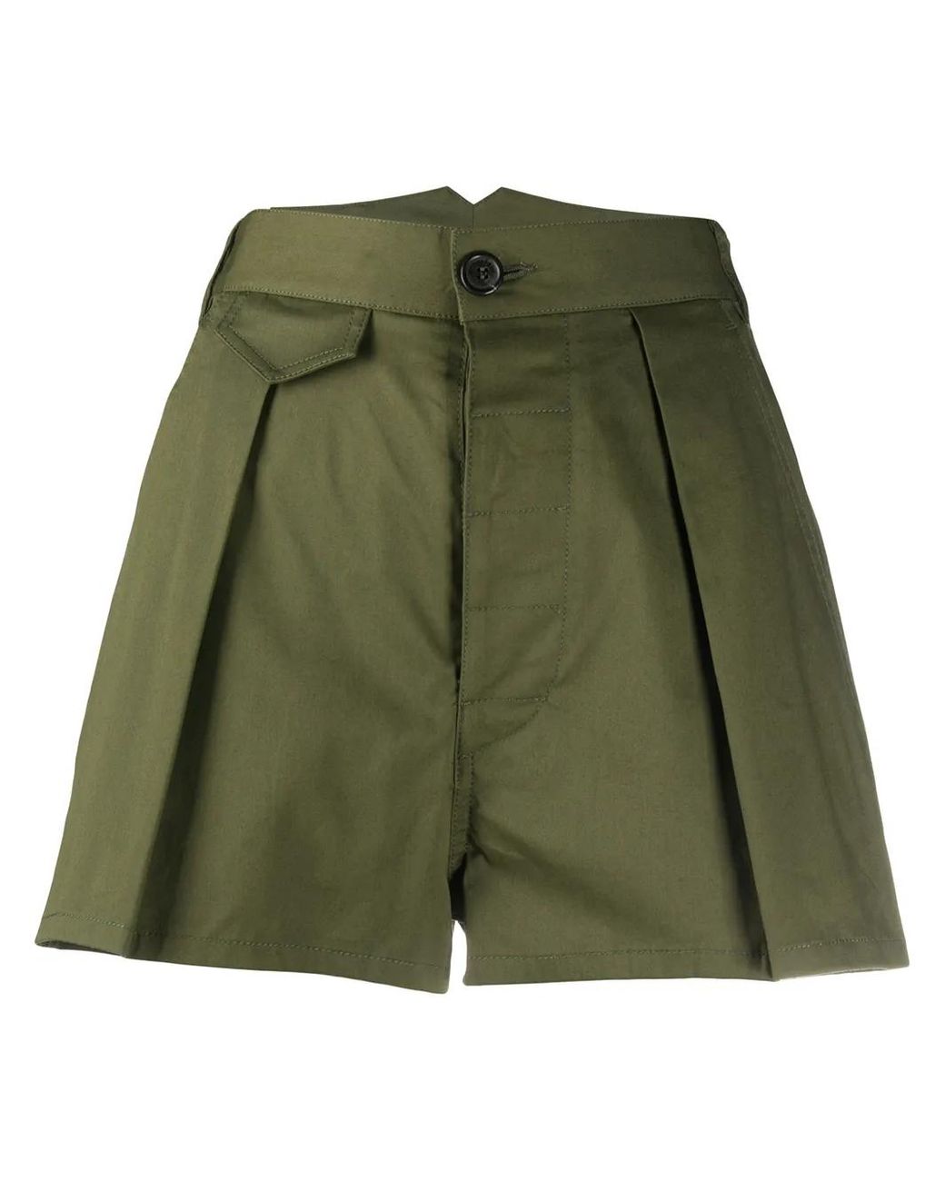 DSquared² Green High-Rise Pleated Shorts