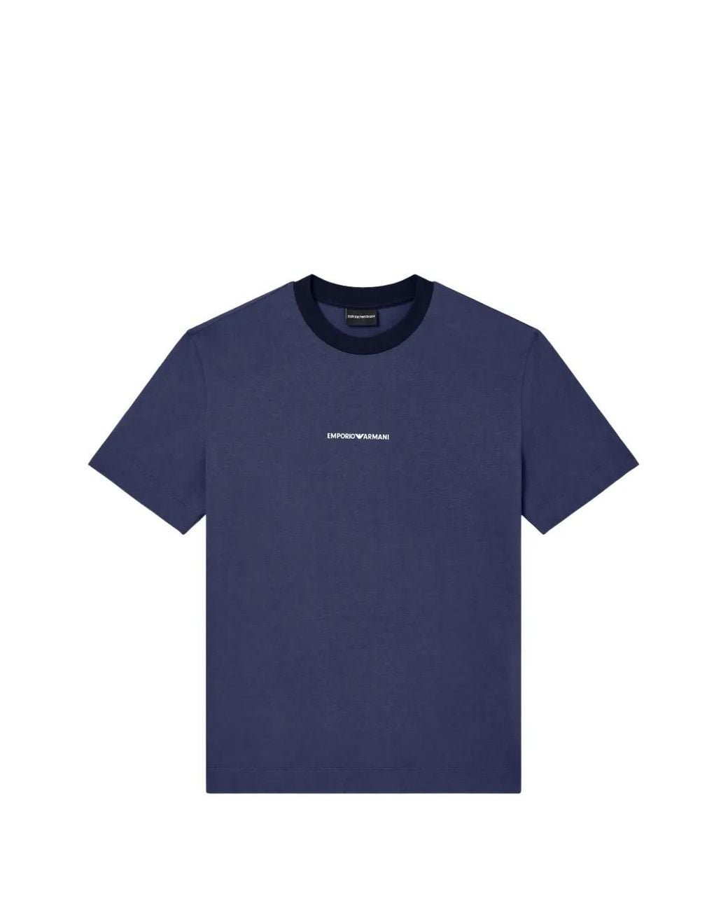 Emporio Armani Blue T-Shirt En Coton À Détail De Logo for men