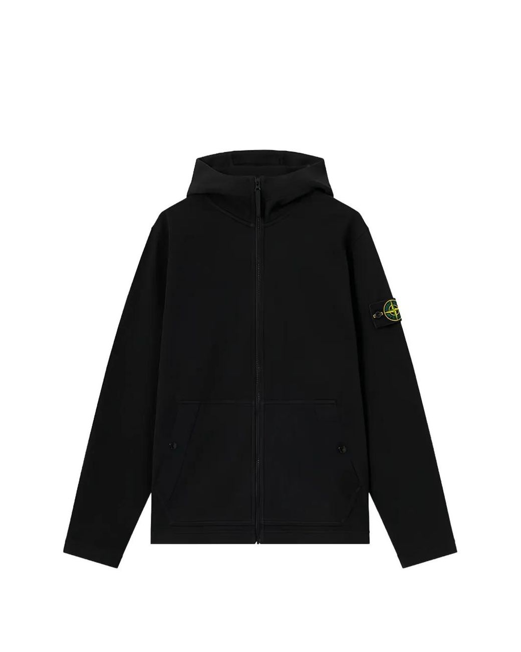 Stone Island Black 6100020 Organic Cotton Interlock Regular-Fit Zip-Up Hooded Sweatshirt With Pockets for men