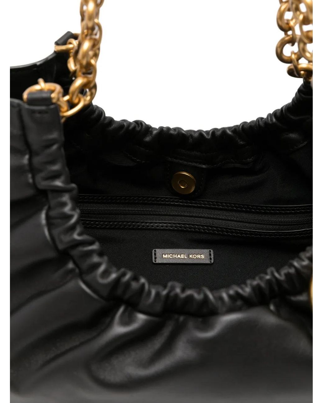 Michael Kors Black Indie Logo-Plaque Ruched Tote Bag