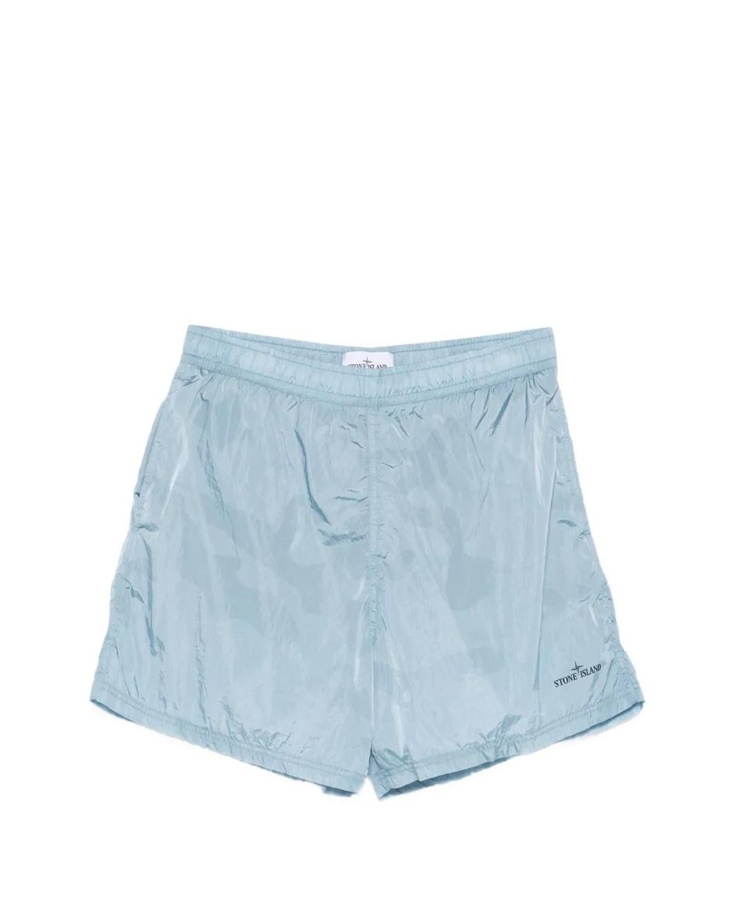 Stone Island Blue B100002 Water Reactive Faded Camo Shiny Nylon Shorts for men