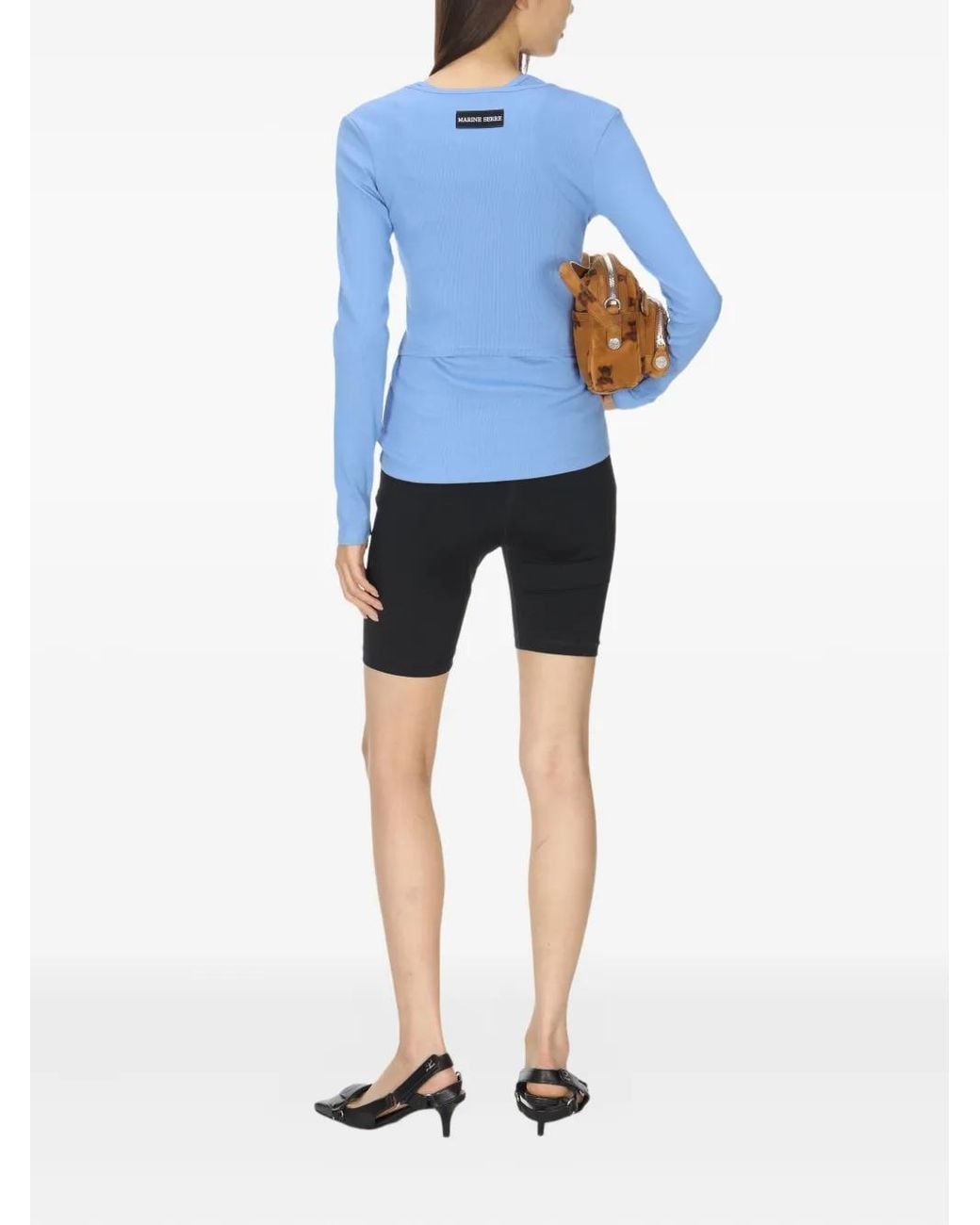 MARINE SERRE Blue Moon-Logo Round-Neck Top