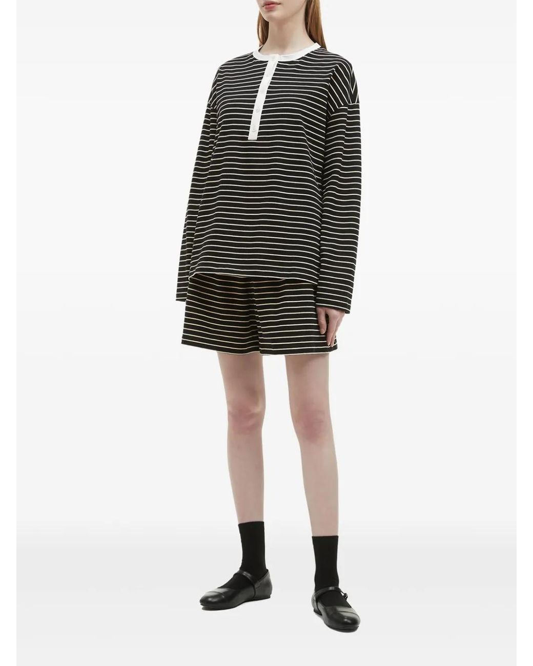 B+ AB Black Striped Shorts Set