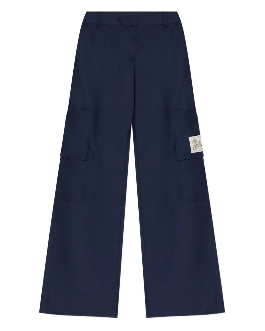 Off-White c/o Virgil Abloh Blue Patch-Pocket Wide-Leg Trousers