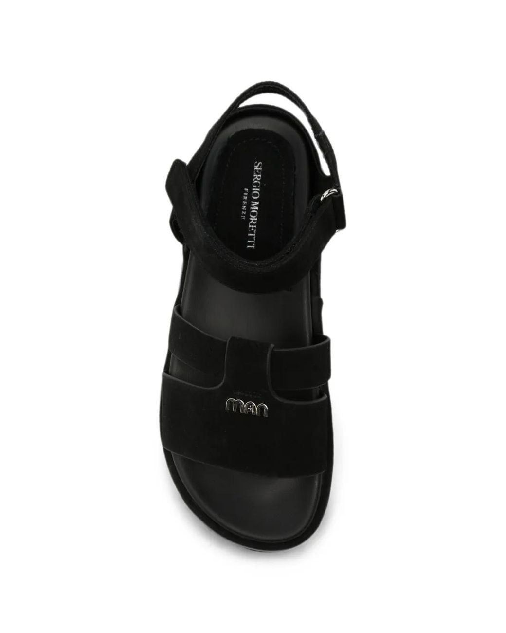 SERGIO MORETTI FIRENZE Black Touch-Strap Logo-Plaque Sandals