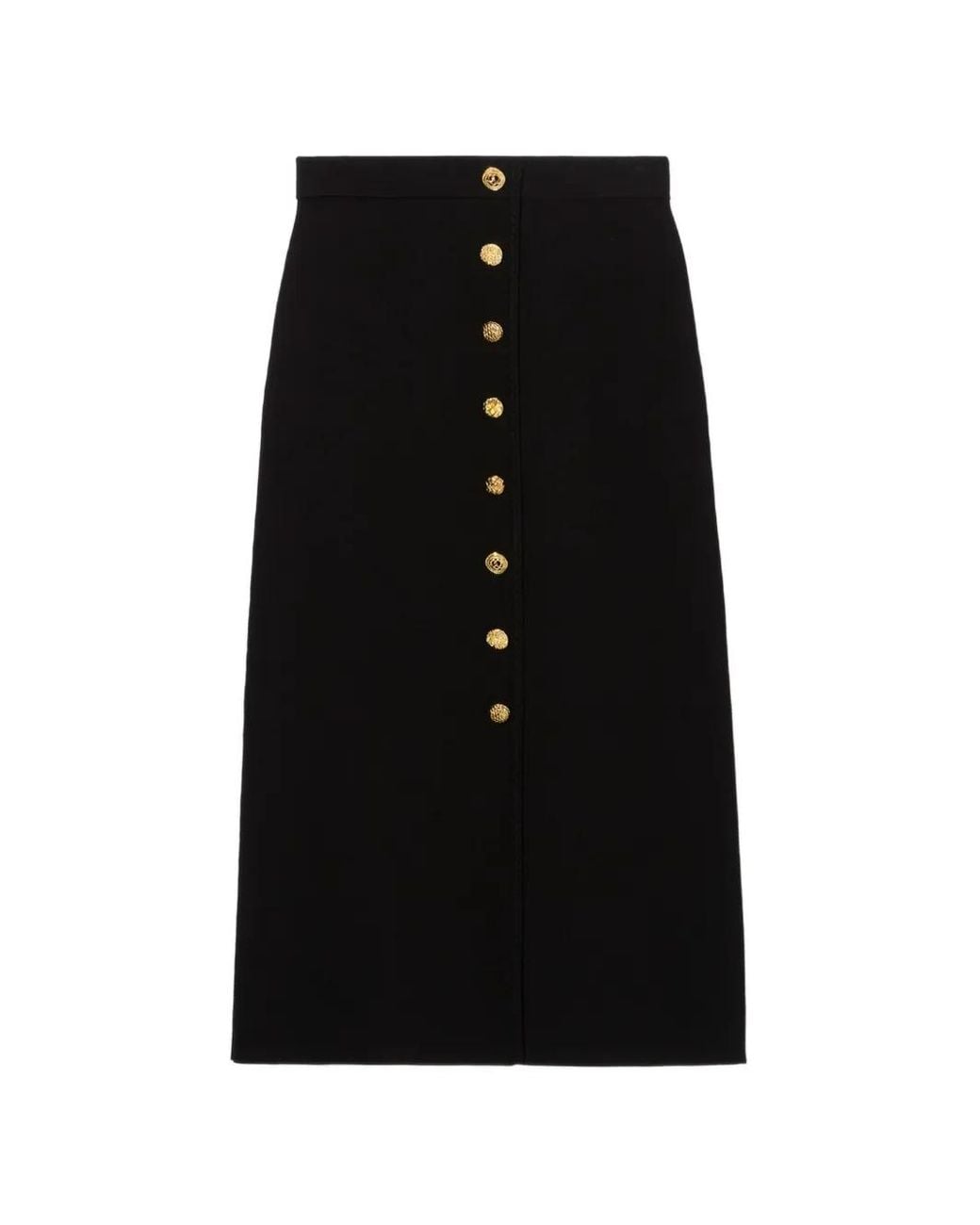 Claudie Pierlot Black Fitted Knitted Midi Skirt