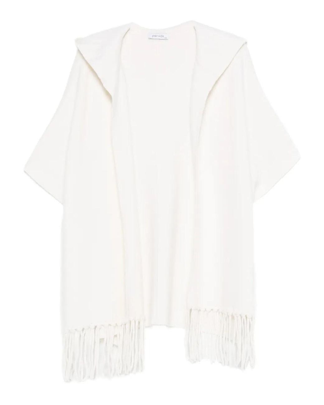 Philo-Sofie Cashmere White Jacke Mit Fransen