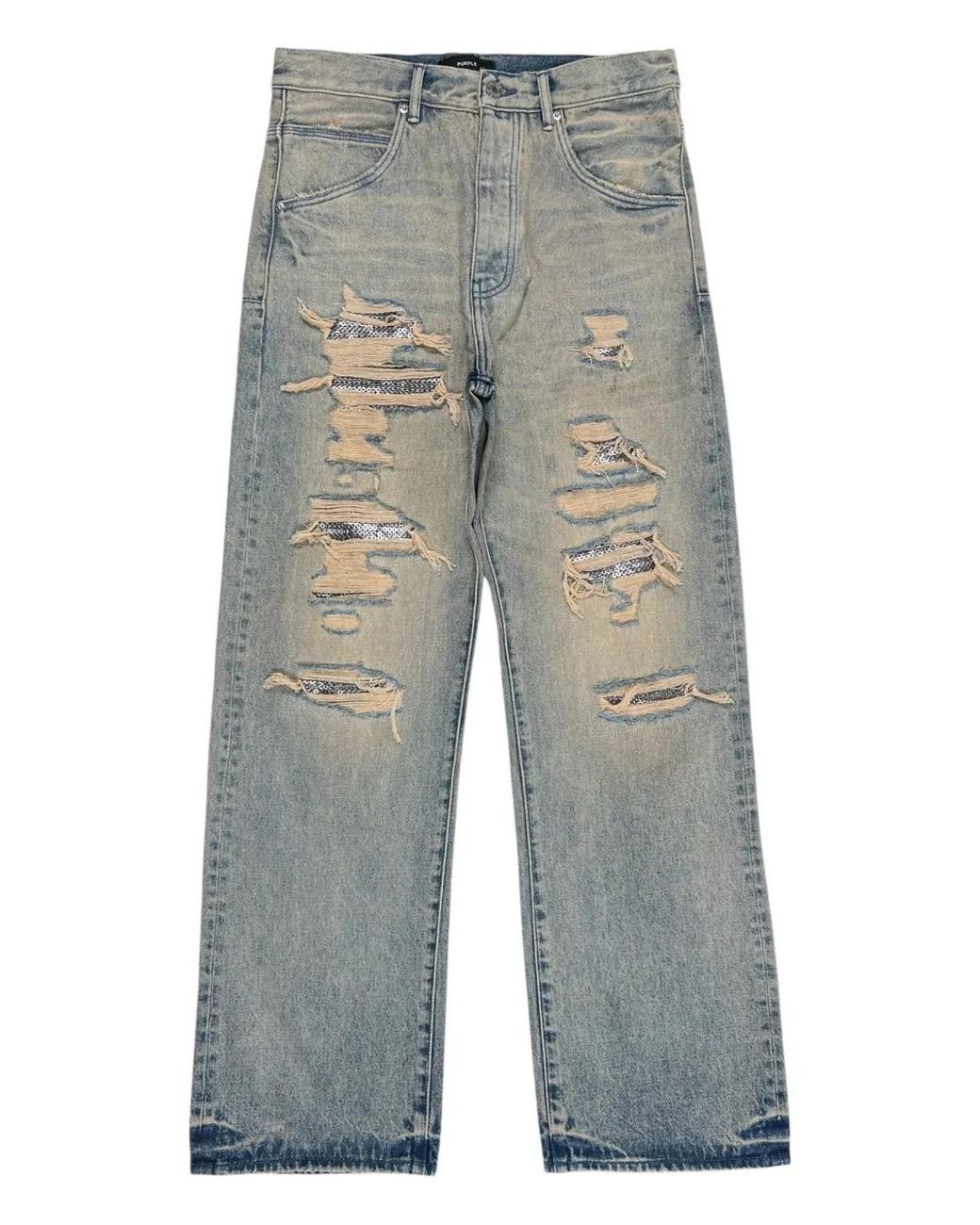 Purple Brand Gray Belt-Loop Jeans for men