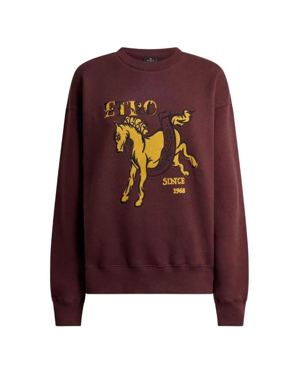 Etro Purple Cotton Sweatshirt With Pegaso-Print And Logo