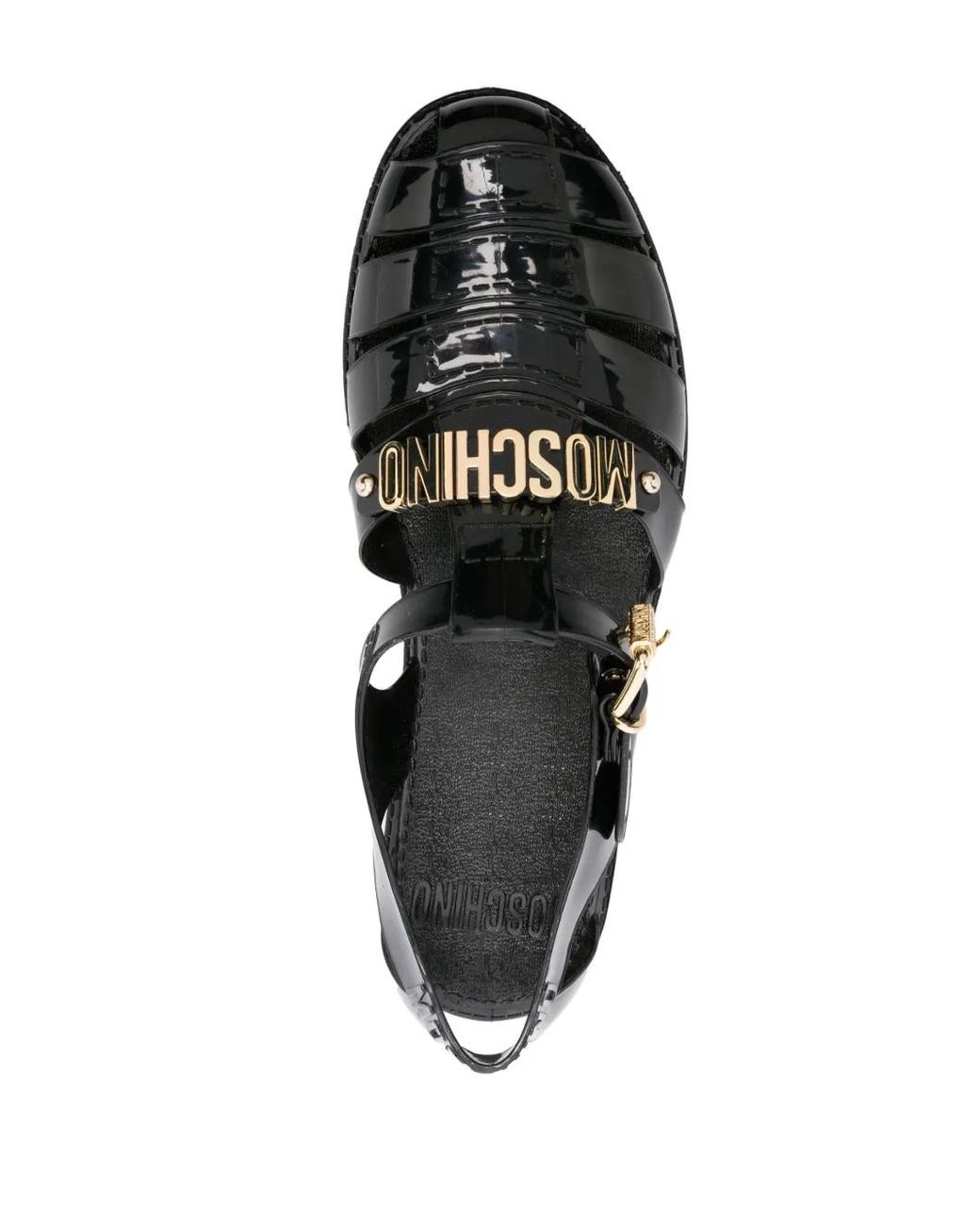 Moschino Black Logo-Plaque Sandals for men