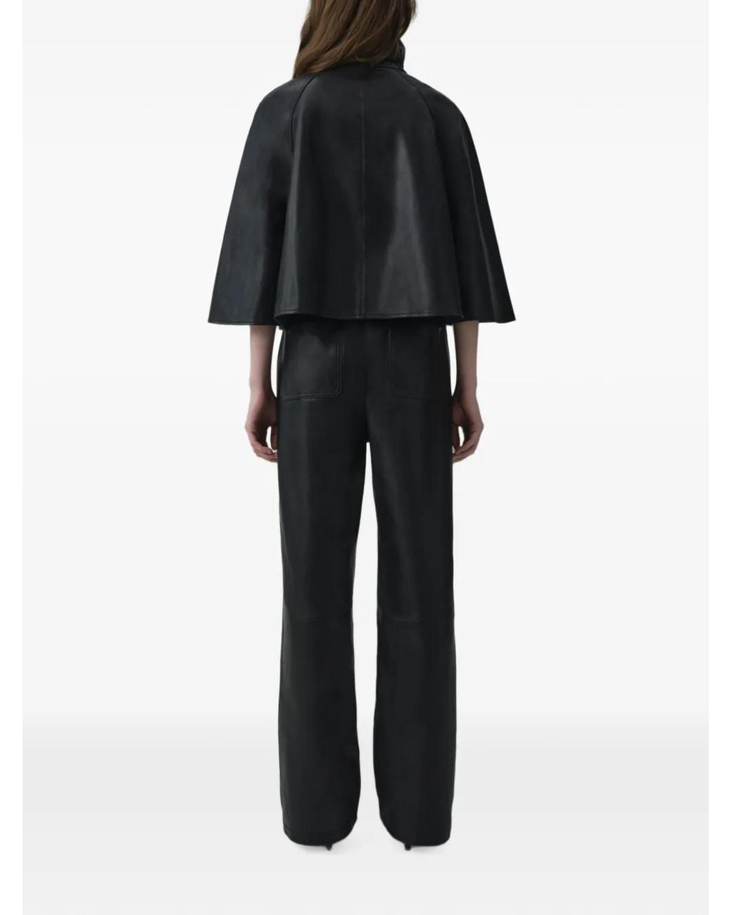 Jonathan Simkhai Black Corrine Straight-Leg Leather Trousers