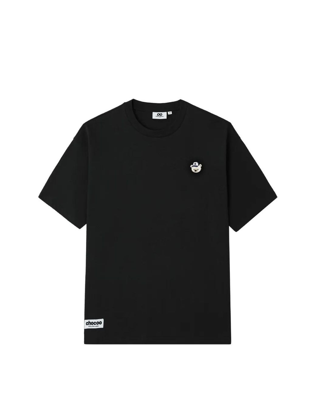 Chocoolate Black Embroidered Bear-Patch T-Shirt for men
