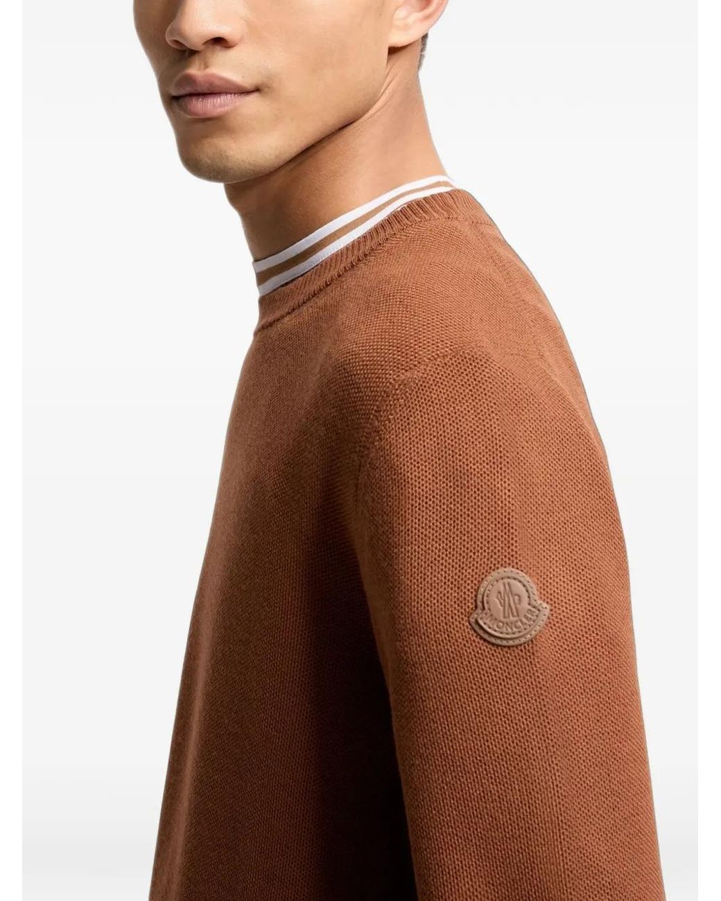 Pull À Patch Logo Moncler pour homme en coloris Brown