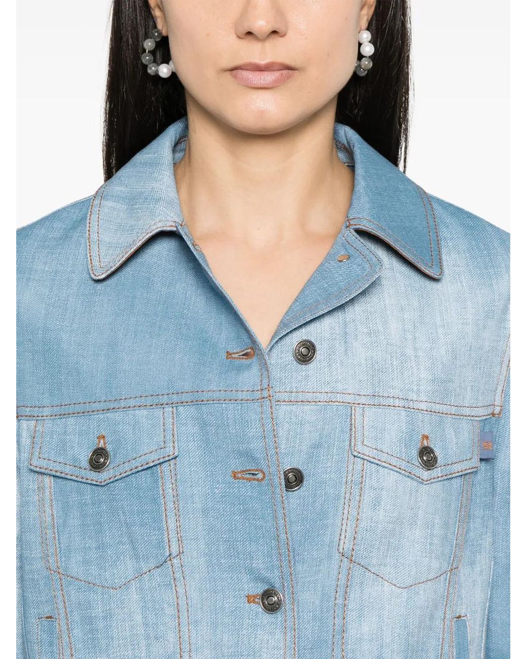 Ermanno Scervino Blue Cropped Denim Jacket