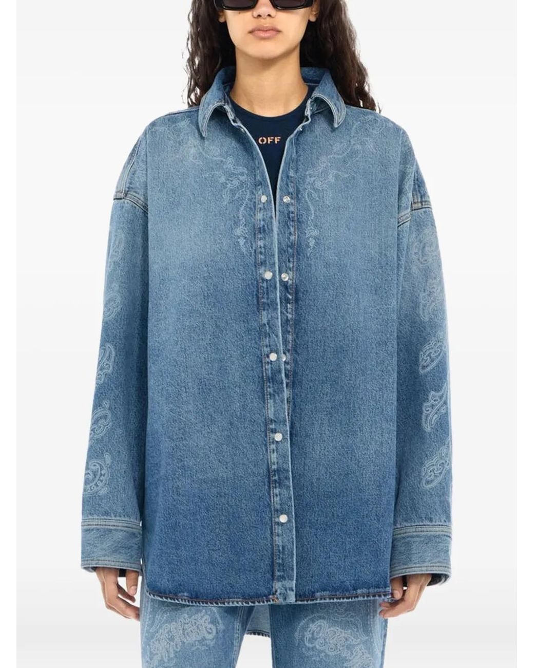 Off-White c/o Virgil Abloh Blue Paisley Denim Lover Shirt Jacket
