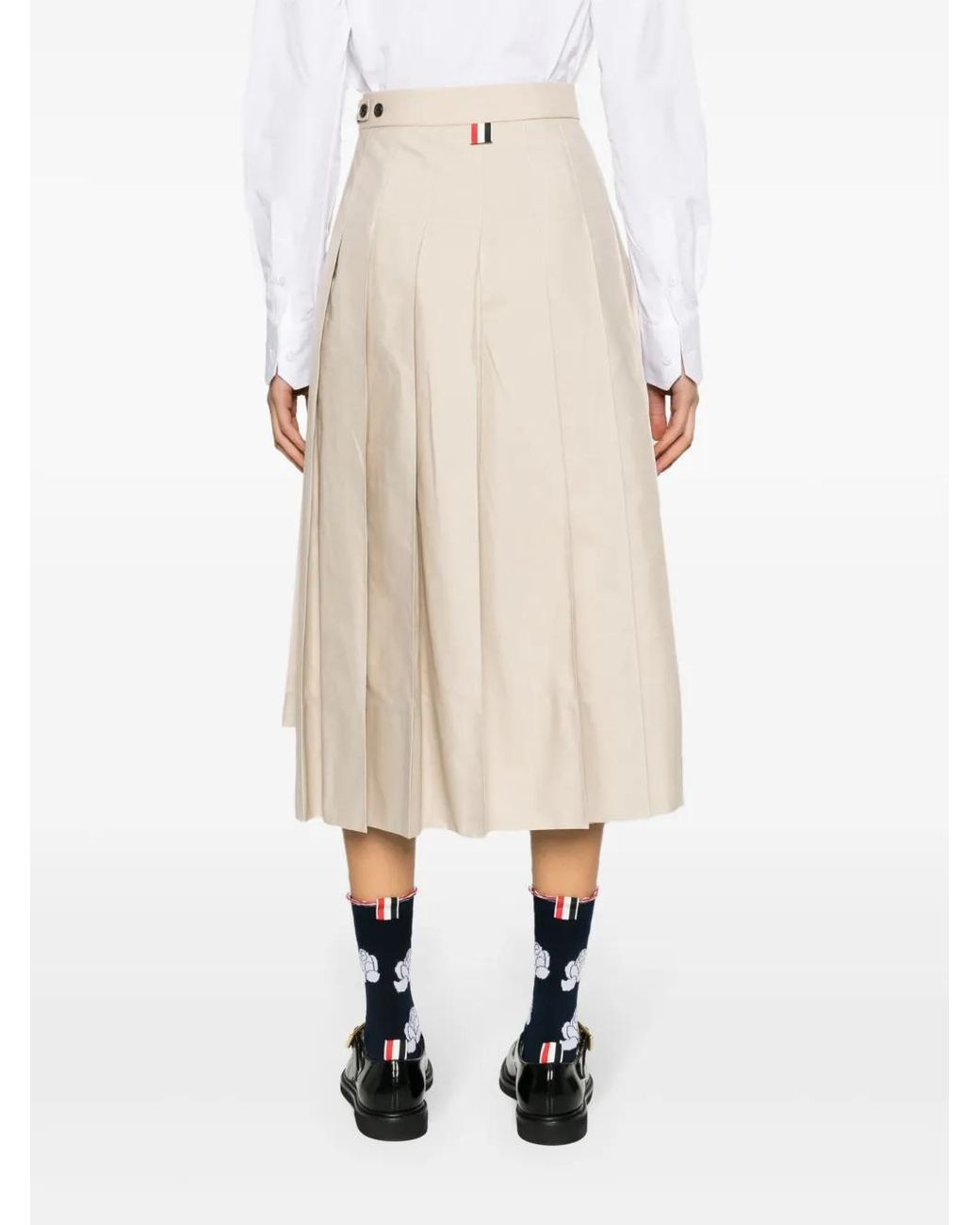 Thom Browne Natural Pleated Midi Skirt Skirts