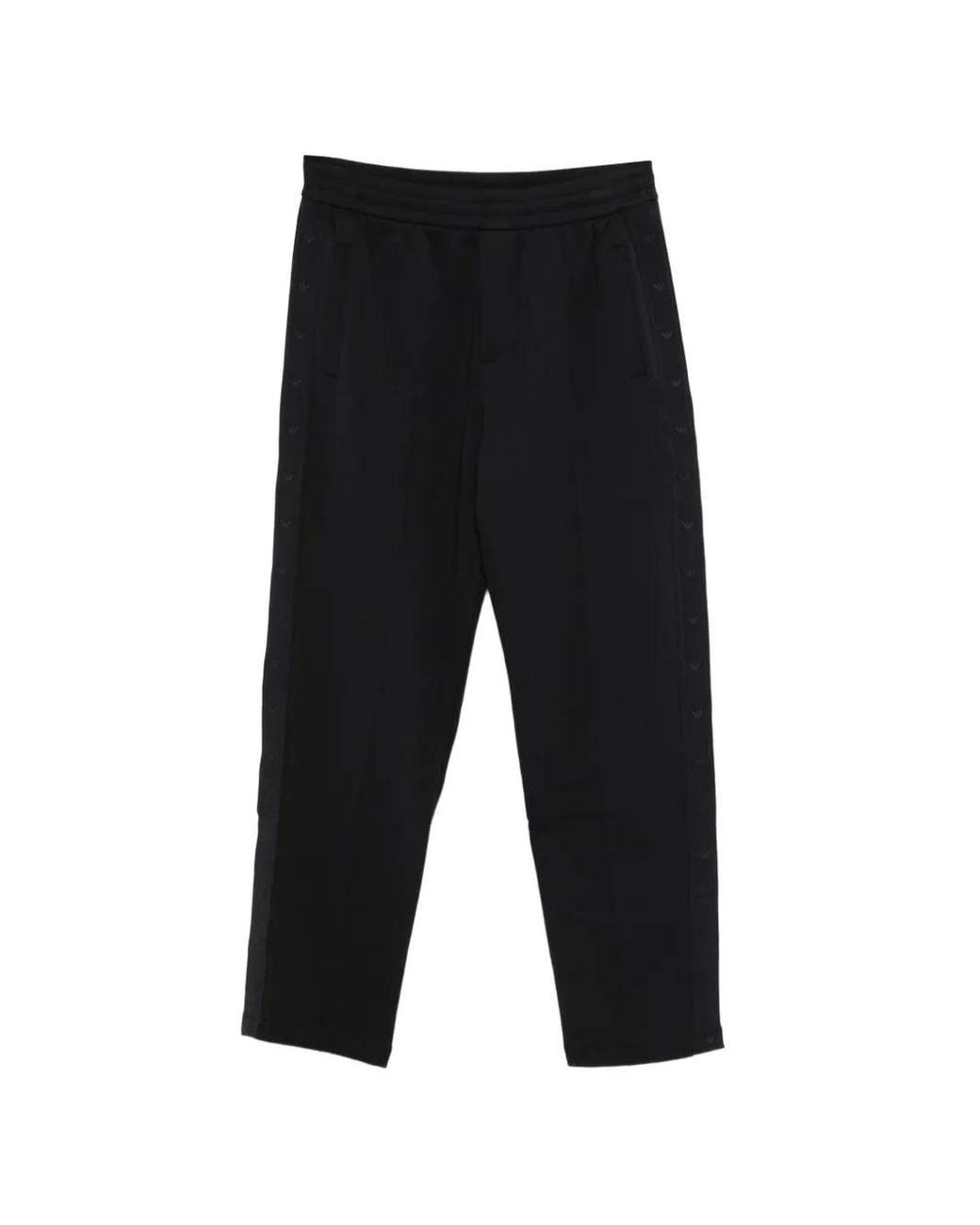 Emporio Armani Black Double-Jersey Trousers With Micro Eagle Logo Band for men